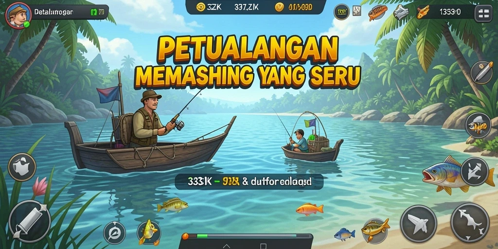 Gameplay menarik saat memancing di 33ZK dengan berbagai lokasi.