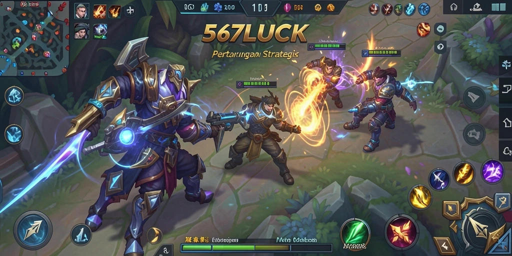 Screenshot menunjukkan aksi pertarungan tim yang intens di gameplay 567LUCK.