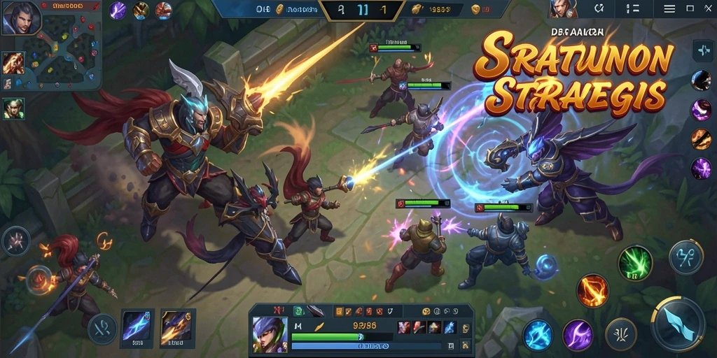 Screenshot gameplay seru dari 93337 yang menunjukkan aksi pertempuran MOBA.