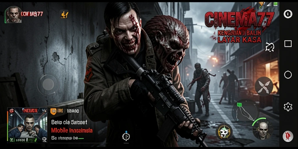 Gameplay mencekam CINEMA77 dalam suasana angker.