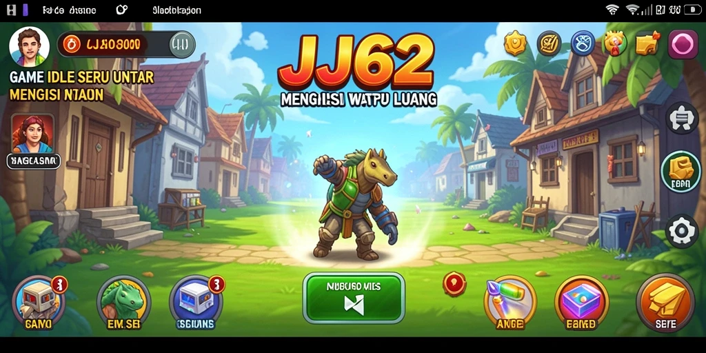 Tampilan screenshot gameplay JJ62 menunjukkan karakter yang sedang mengumpulkan sumber daya.