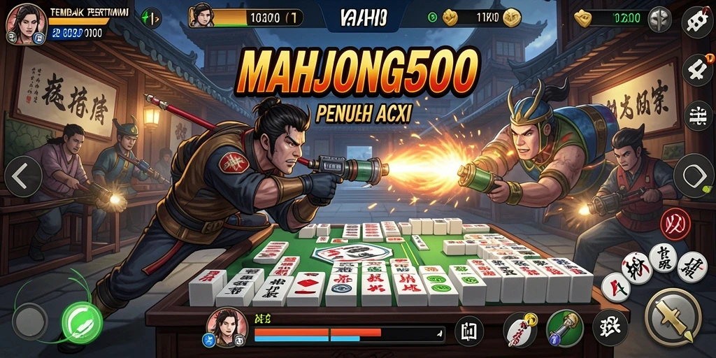 Tampilan dinamis gameplay menembak di MAHJONG500.
