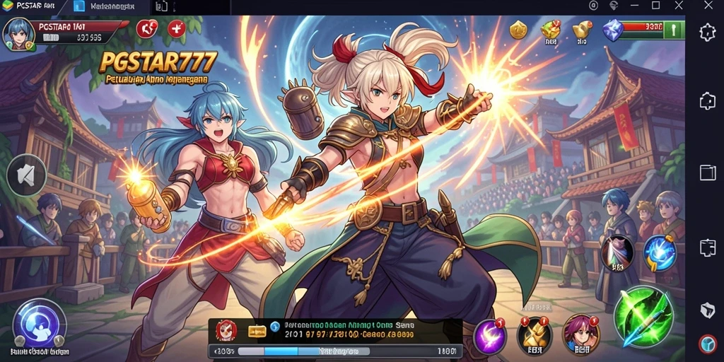 Tampilan permainan PGSTAR777 yang menampilkan petualangan karakter anime.