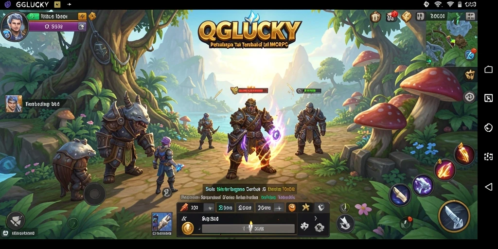 Screenshot gameplay QGLUCKY yang menampilkan pertempuran epik dalam MMORPG.