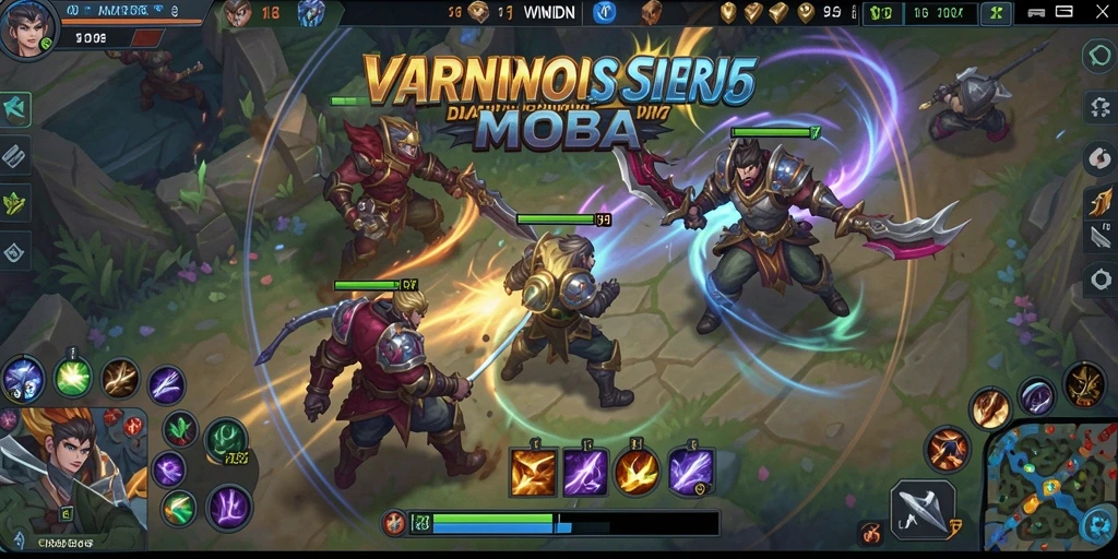 Tampilan gameplay seru dalam pertempuran MOBA.